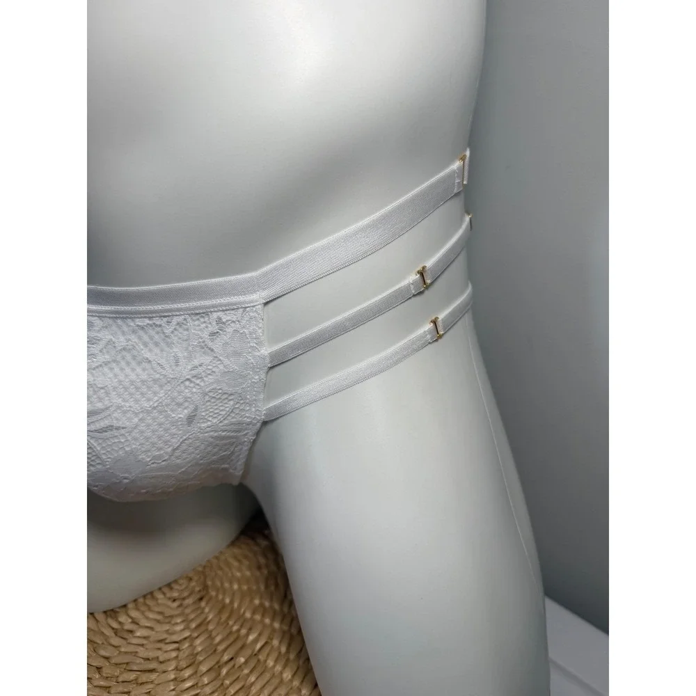 Cosabella White Strappy Italian Lace Thong‎ Men's Floral Lace Gold Hardware NWT